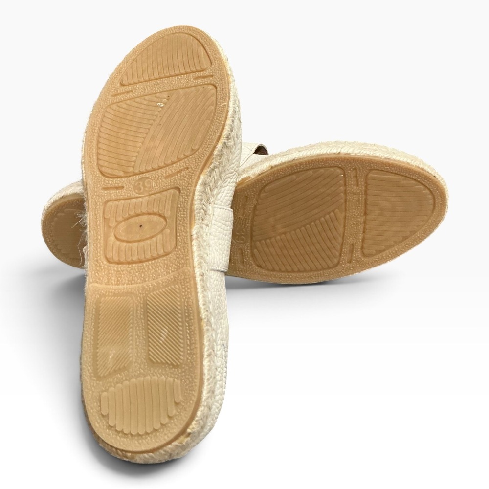 Jutelia Cream Leather Mary Jane Espadrilles Gold Buckle Made‎ in Spain 39 8.5 - Picture 5 of 6